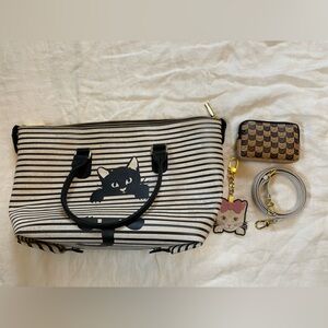 NEW Artipel Cork Cat Handbag with Wallet and Bag Charm
